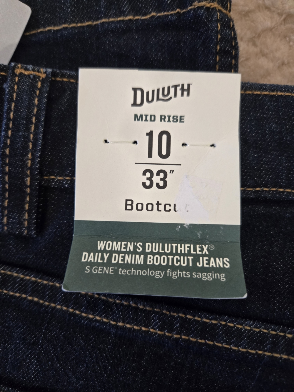 NWT Duluth Trading DuluthFlex Mid Rise Bootcut Jeans 10x33 Dark Wash - Picture 16 of 16